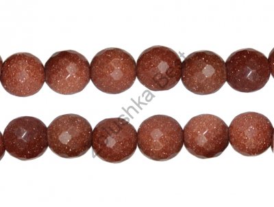 Бусины авантюрина коричневого 10 мм, круглые граненые, имитация, 36 шт