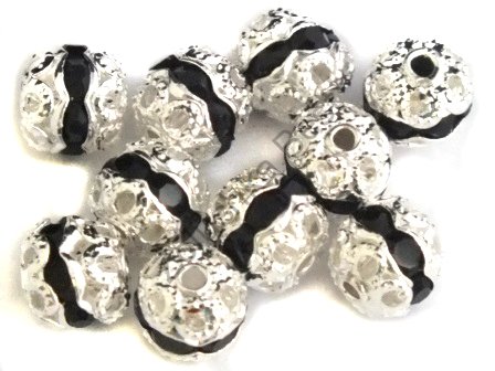 Бусина металлическая 8 мм серебро (черная)