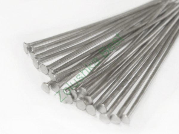 Пины-гвоздики 40×0,8 мм, серебро, 55 шт