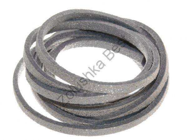 Шнур замшевый  серый, 2.5×1.5 мм, 1 метр