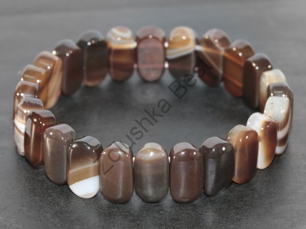 Браслет из агата, натур., 17 см, коричневый