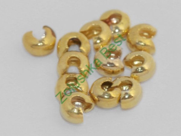 Обжимные бусины 4×2,5 мм, золото, 85 шт