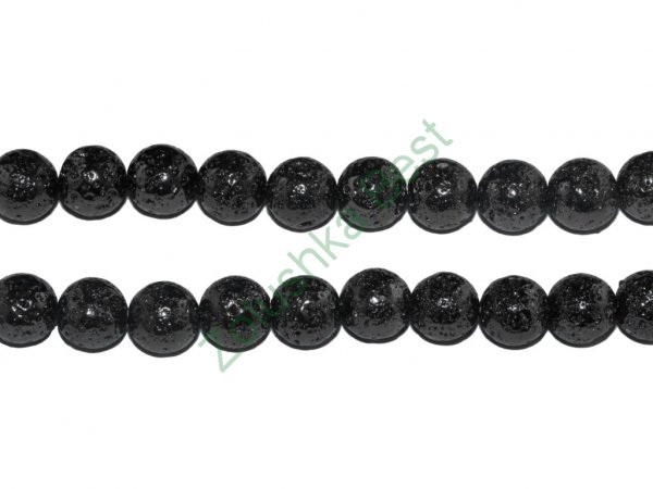 Бусины лавы 6 мм, черные, тонированные, натур., 55 шт 