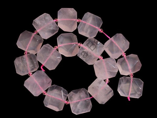 Бусины розового кварца 20×23×9 мм, натур., 15 шт