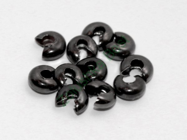 Обжимные бусины 4×2,1 мм, черные, 110 шт