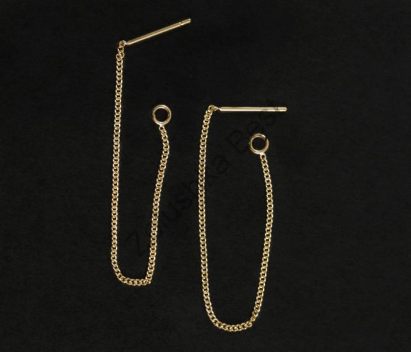 Швензы цепочки 85×1 мм, позолоченные, золото, 1 пара