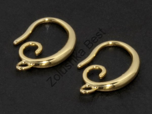 Швензы крючки 16×10 мм, позолоченные, золото, 1 пара