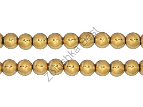 Бусины гематита золотого 6 мм, круглые, натур., 75 шт 