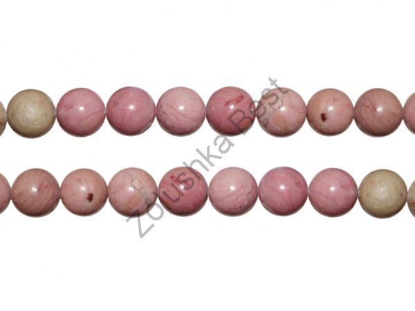 Бусины родонита розового 6 мм, натур., 55 шт 