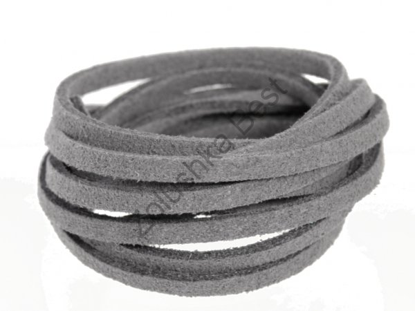 Шнур замшевый серый, 2.5×1.5 мм, 1 метр