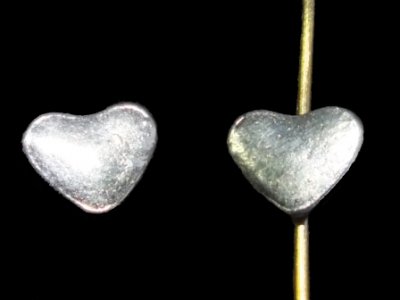 Бусина металлическая, сердце, 5×6×3 мм, серебро, 20 шт