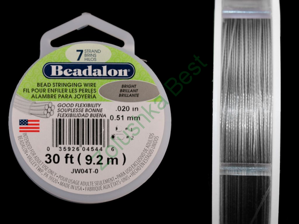 Ювелирный тросик Beadalon 0,51 мм, bright brillant, 9.2 м
