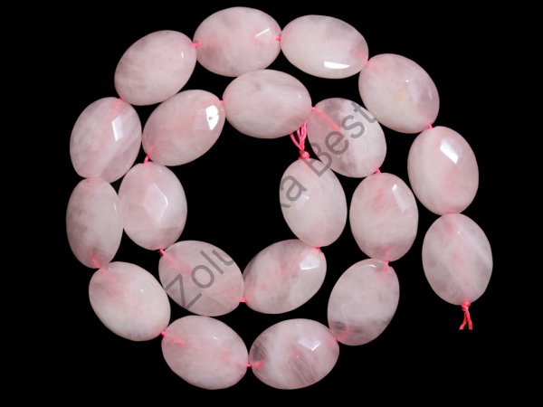 Бусины розового кварца 20×15×7 мм, овал, натур., 18 шт